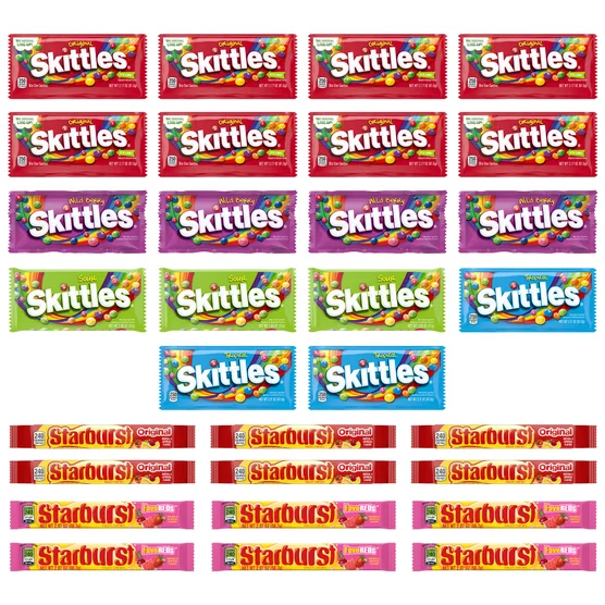 Skittles and Starburst Chewy Candy, Variety Pack, Full Size, 30-count - Image 3