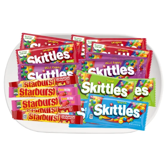 Skittles and Starburst Chewy Candy, Variety Pack, Full Size, 30-count - Image 5